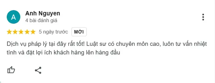 Đánh giá của khách hàng về Công ty luật thành phố Bắc Ninh Đánh giá của khách hàng về Công ty luật thành phố Bắc Ninh