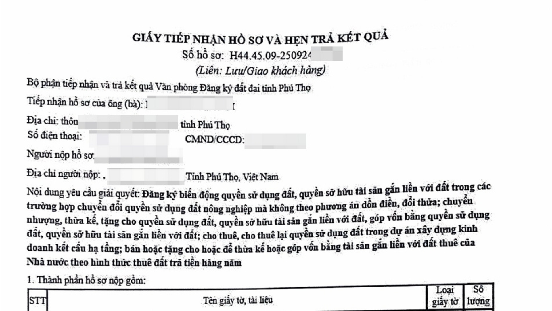 Giấy hẹn trả kết quả sang tên giấy chứng nhận quyền sử dụng đất Giấy hẹn trả kết quả sang tên giấy chứng nhận quyền sử dụng đất