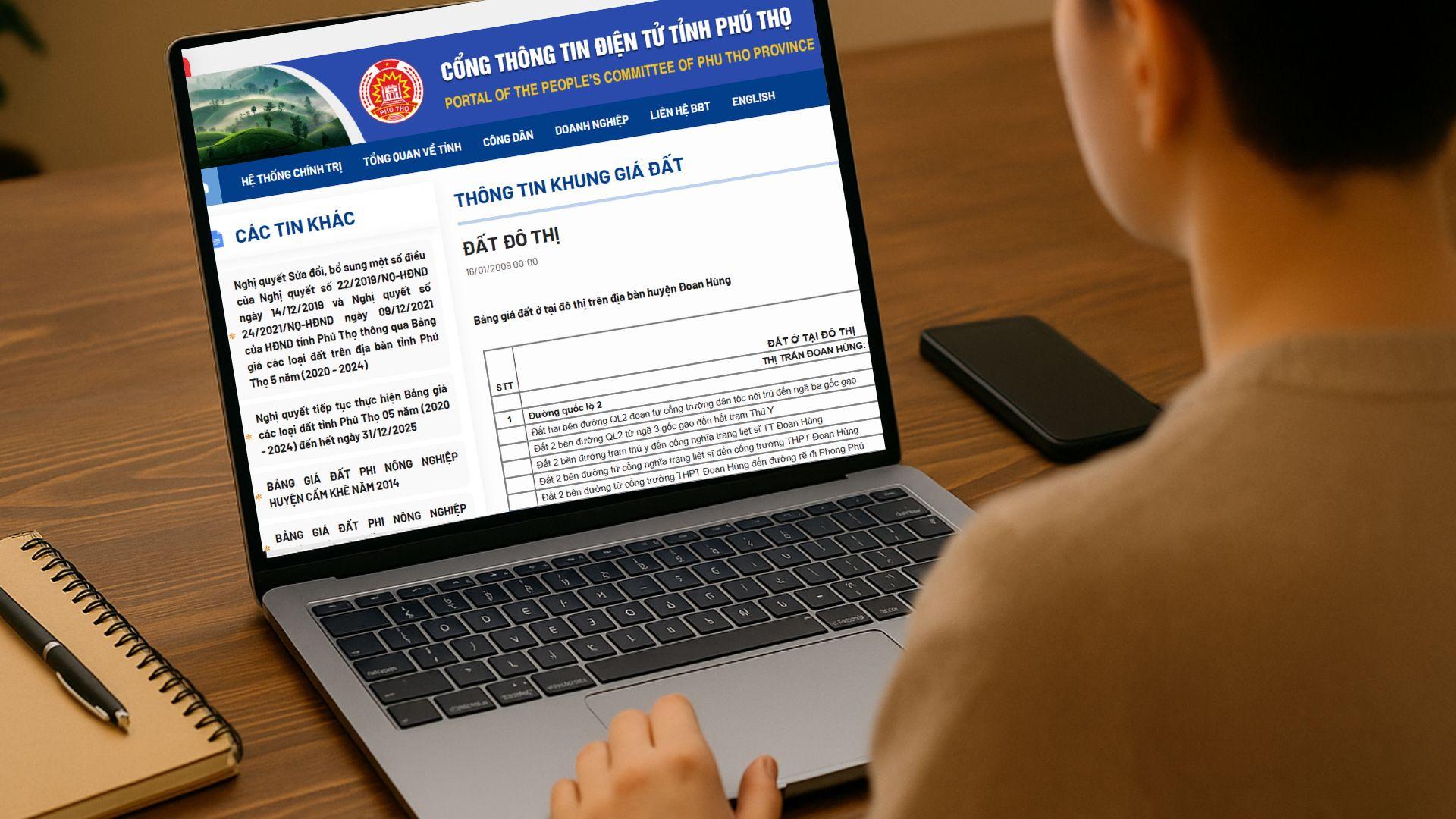 Tra cứu Bảng giá đất tỉnh Phú Thọ Tra cứu Bảng giá đất tỉnh Phú Thọ