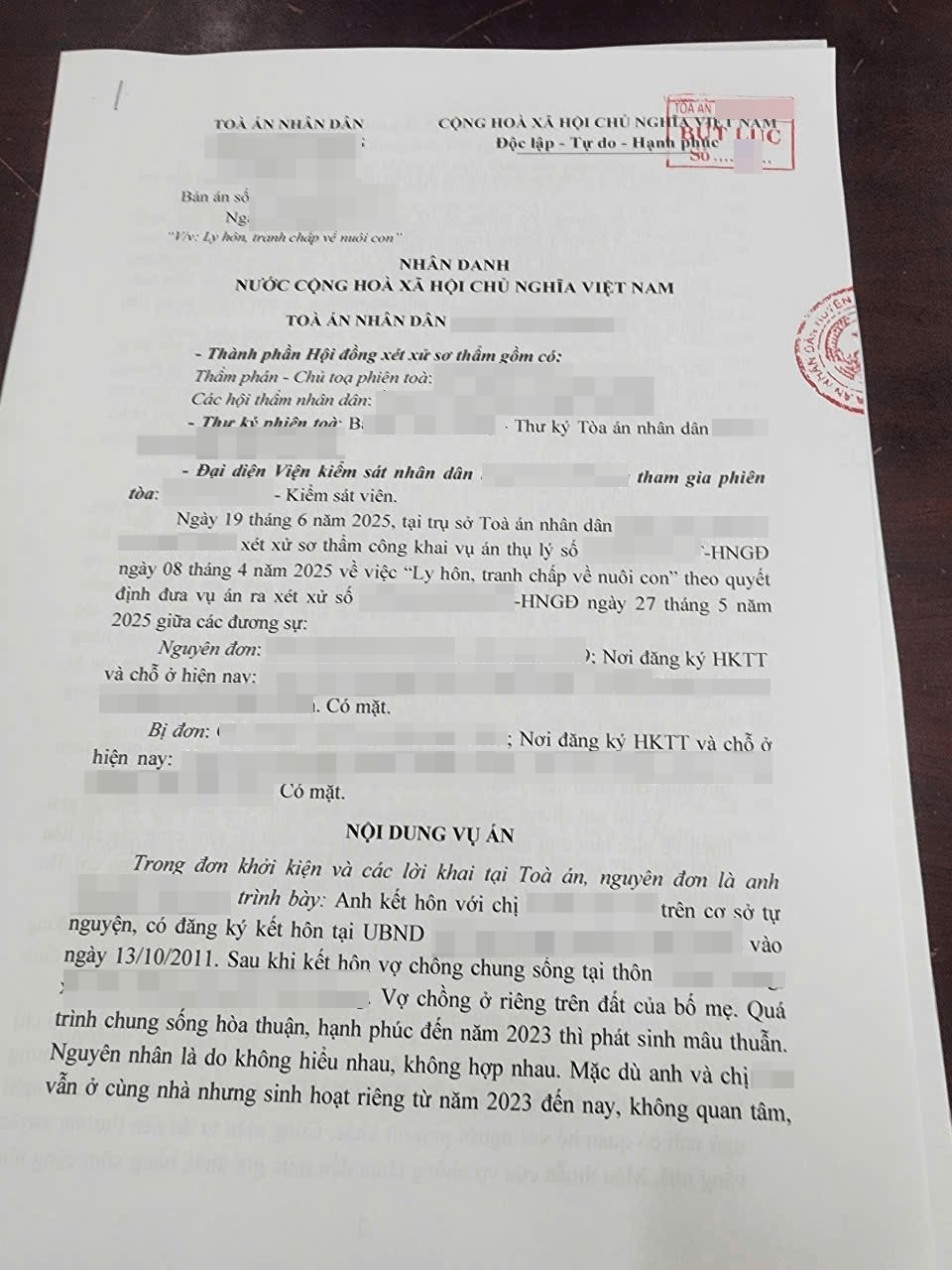 Bản án về ly hôn tranh chấp quyền nuôi con tại phường Phúc Yên tỉnh Phú Thọ
