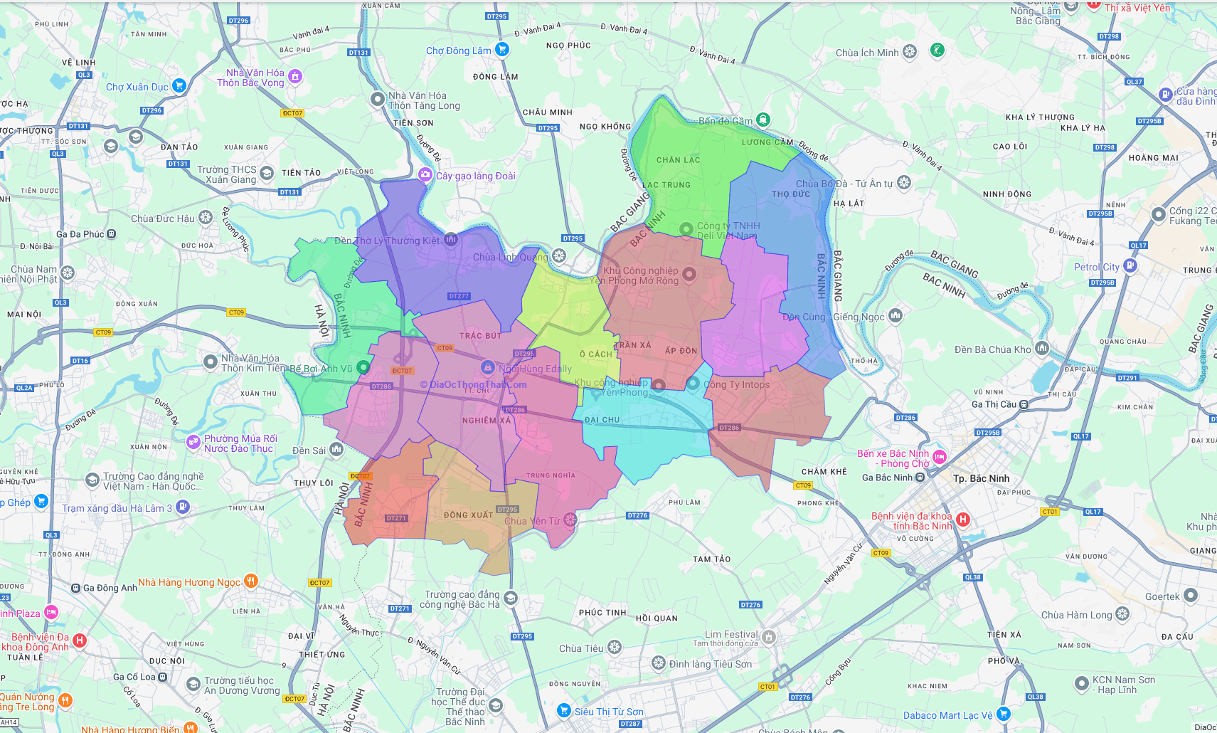 Bản đồ Yên Phong Bắc Ninh trước sáp nhập