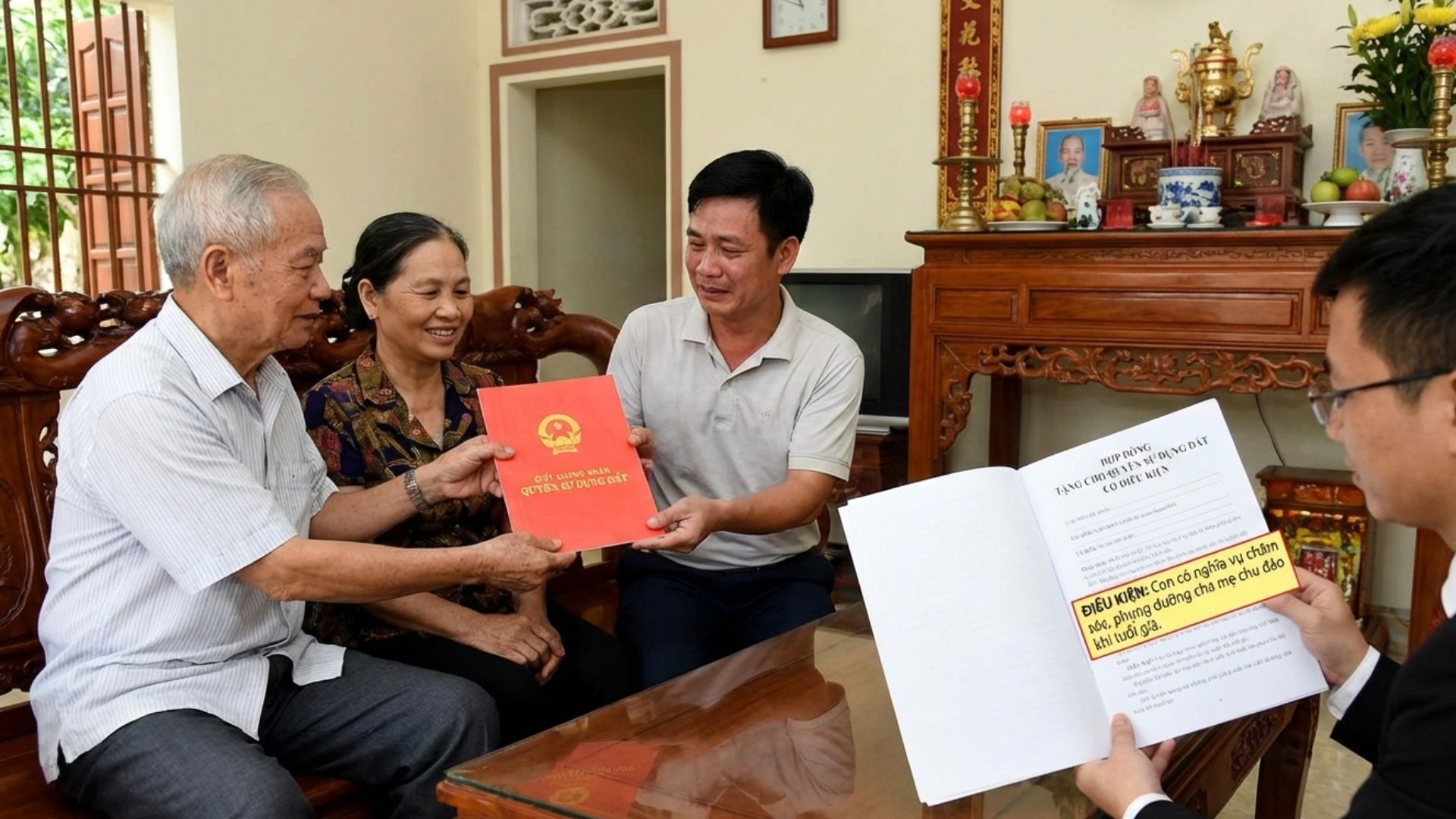 Bố mẹ tặng cho quyền sử dụng đất có điều kiện 