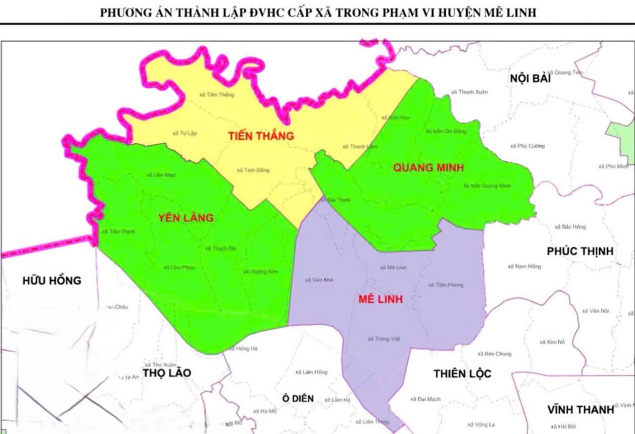 Các xã thuộc huyện Mê Linh Hà Nội sau sáp nhập 2025