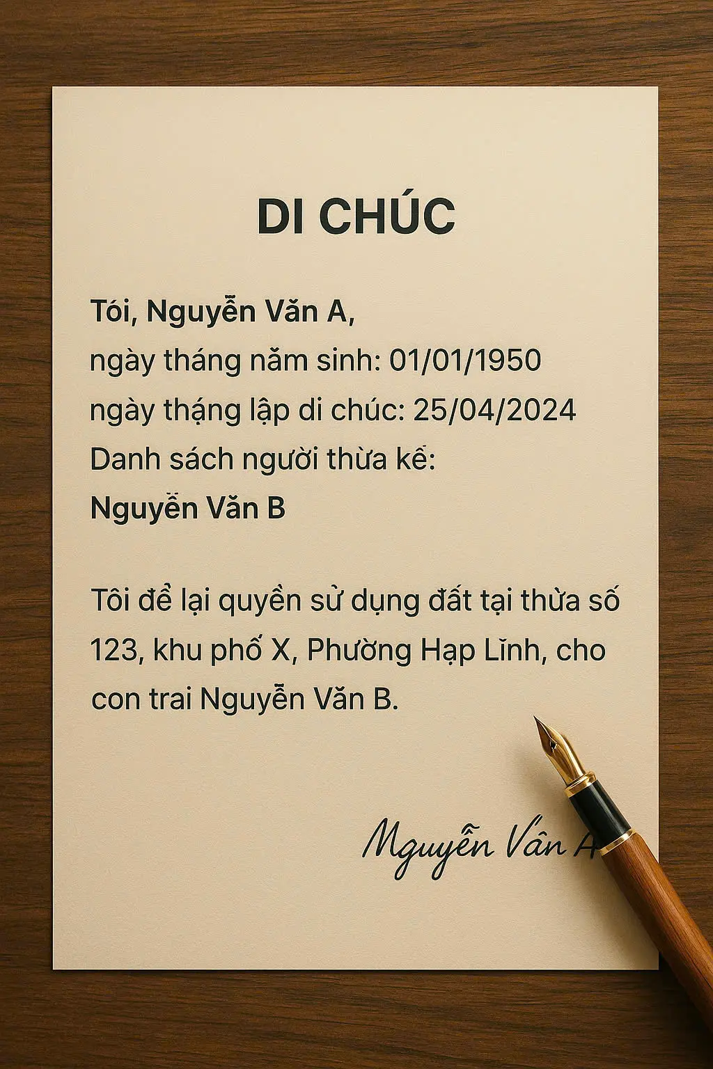 Chia tài sản thừa kế có thể được dựa theo di chúc