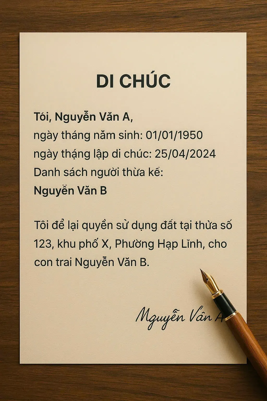 Chia tài sản thừa kế có thể được dựa theo di chúc