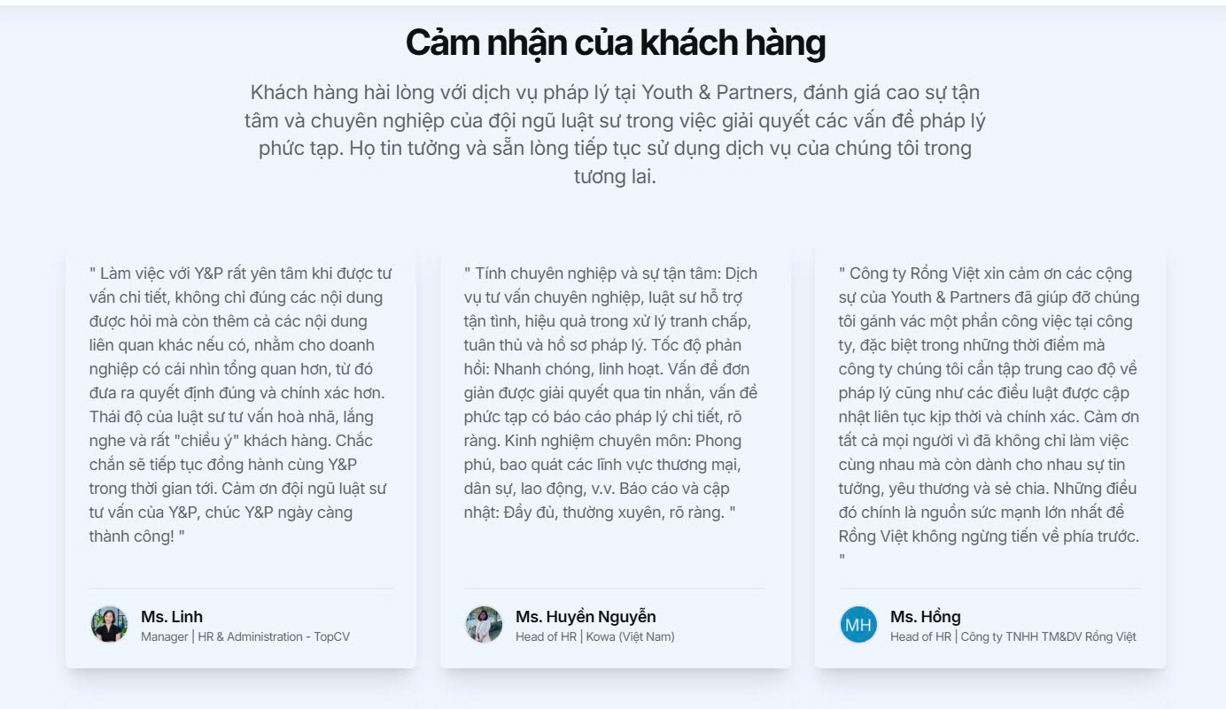 đánh giá dịch vụ pháp lý YP law firm văn phòng luật sư thành phố bắc ninh