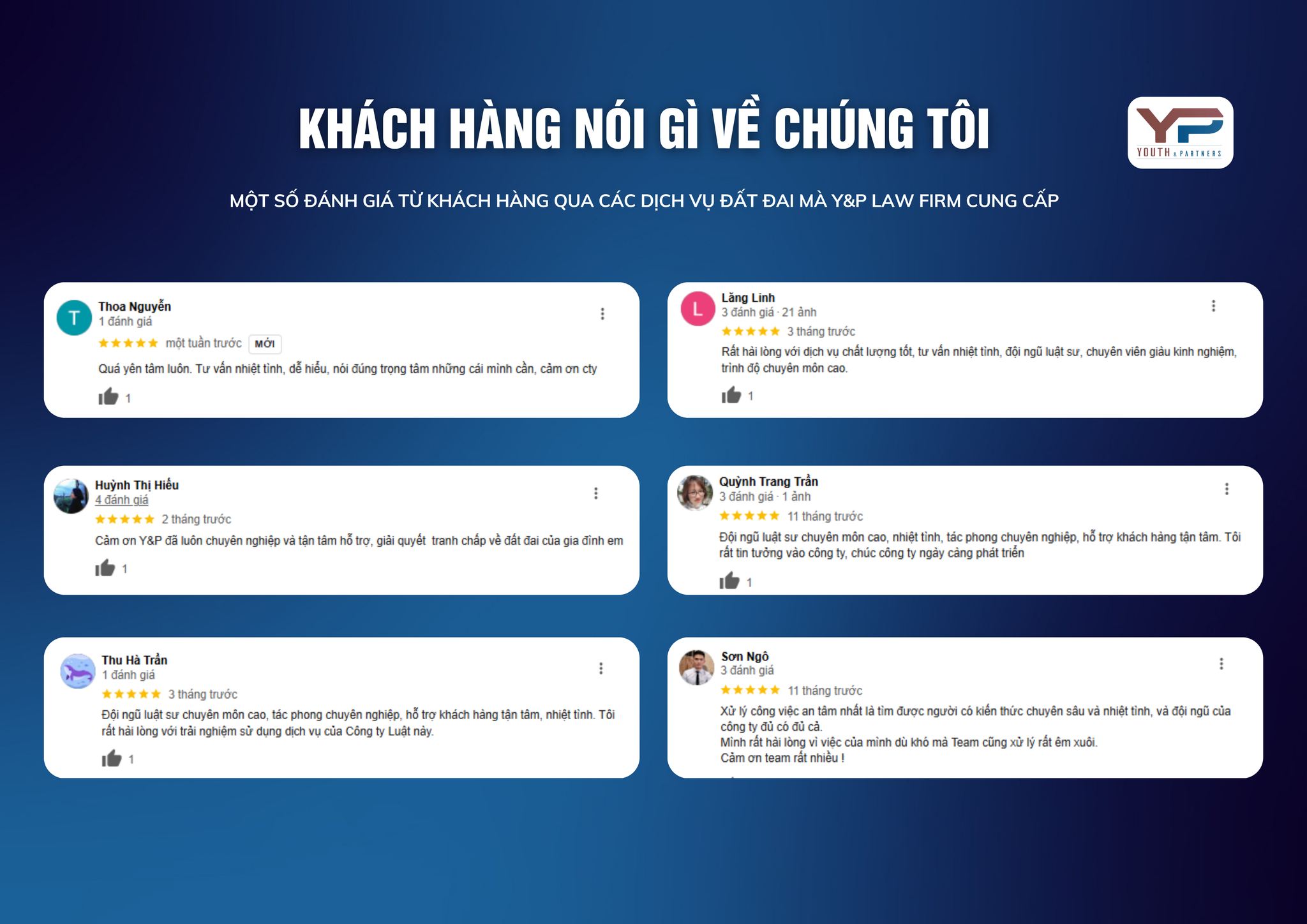 Đánh giá của khách hàng về Văn phòng luật sư YP