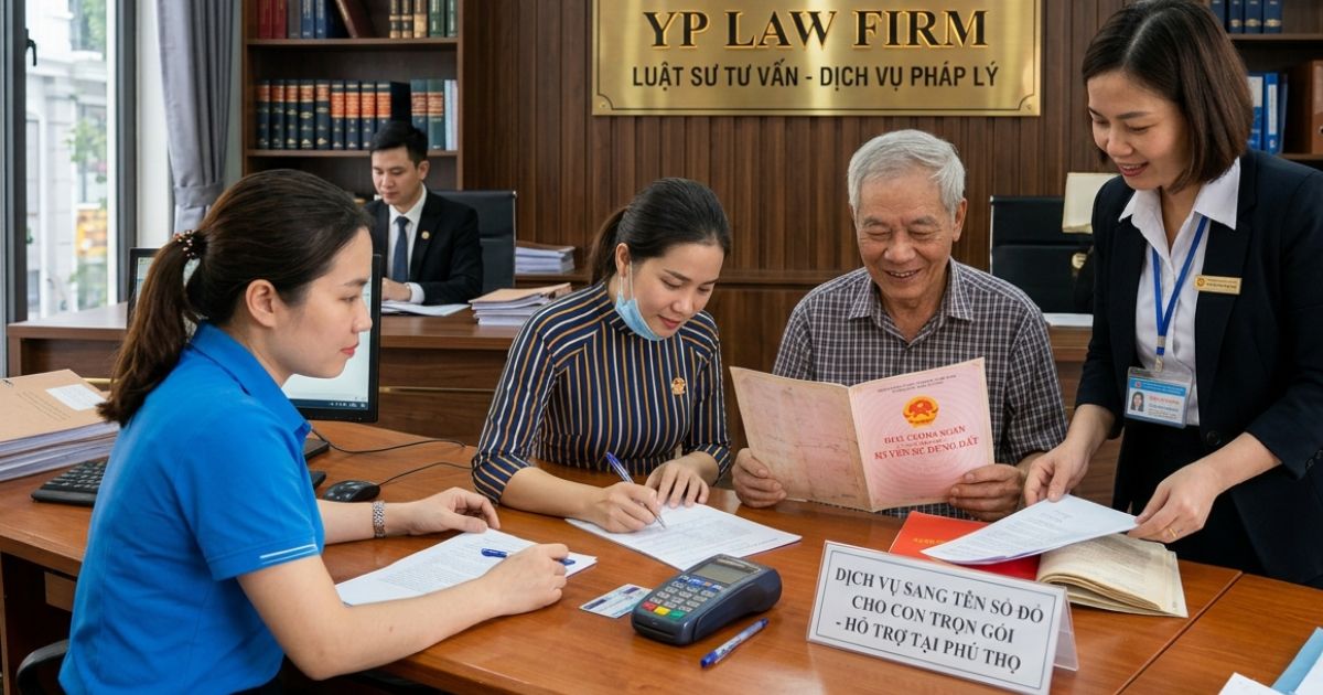 Sang tên sổ đỏ cho con trọn gói tại Phú Thọ uy tín của Youth & Partners giúp hoàn thiện thủ tục nhanh chóng, đúng luật, cam kết chi phí tối ưu chỉ từ 4 triệu.