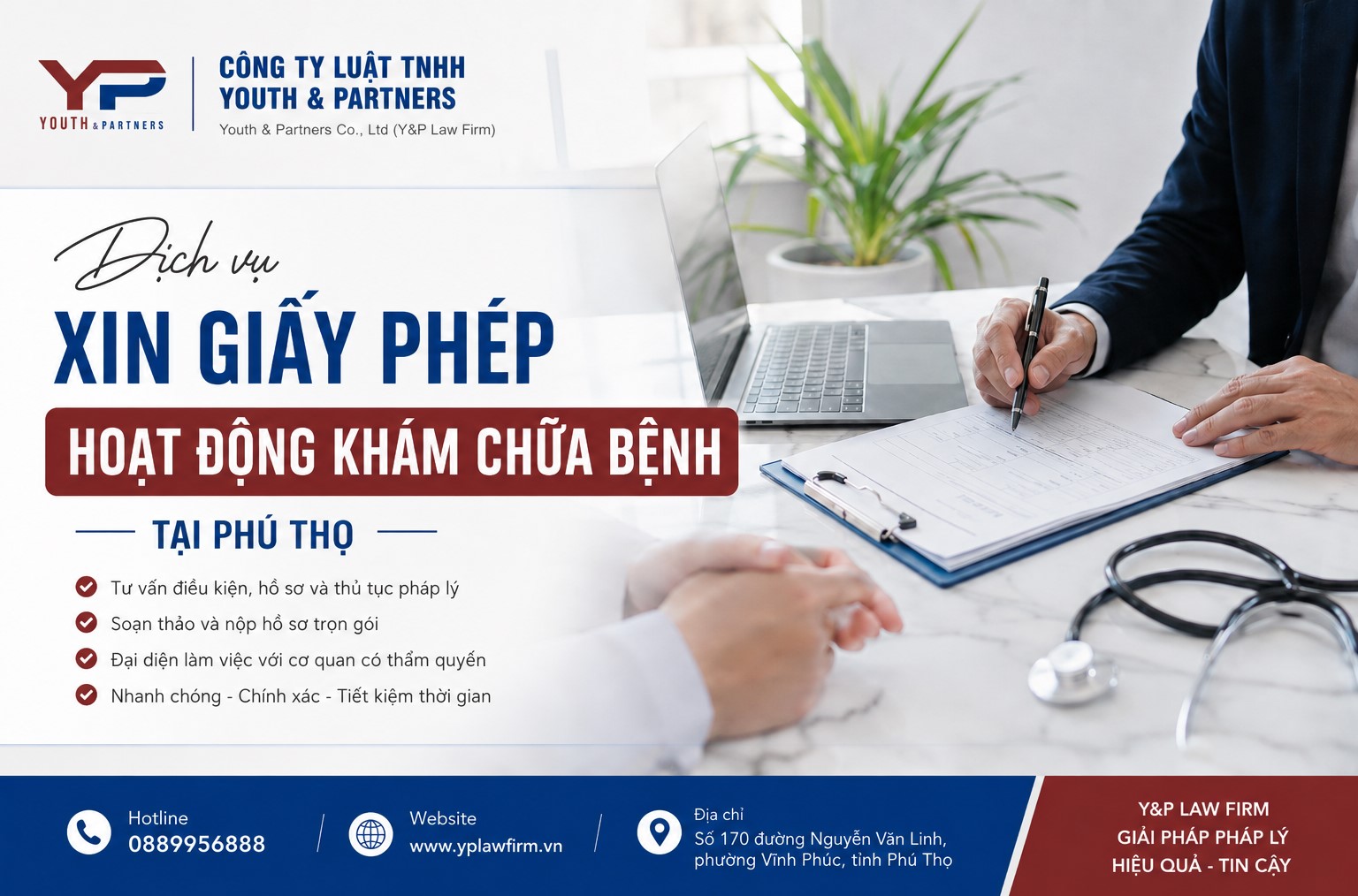 Giấy phép hoạt động khám chữa bệnh là điều kiện bắt buộc để cơ sở y tế hoạt động hợp pháp. Xem ngay quy trình xin phép chính xác tại Phú Thọ cùng Y&P