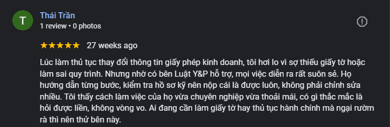 Feedback về dịch vụ làm Đăng ký Kinh doanh tại Hà Nội