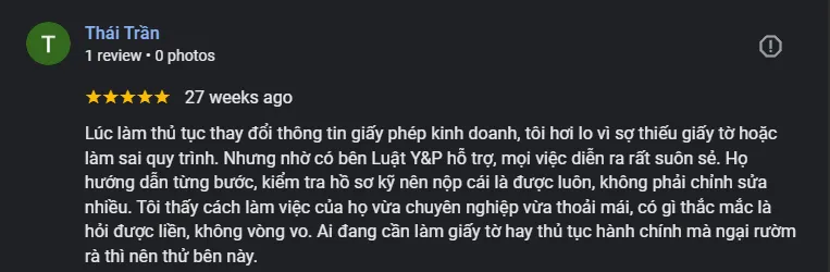 Feedback về Dịch vụ làm Đăng ký Kinh doanh tại Hà Nội