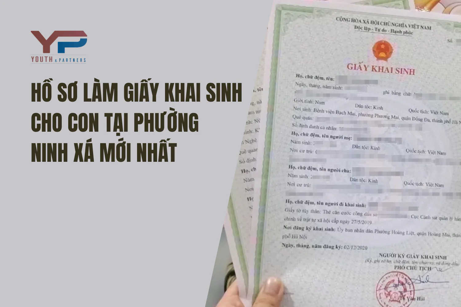 Hồ sơ làm giấy khai sinh cho con tại phường Ninh Xá mới nhất