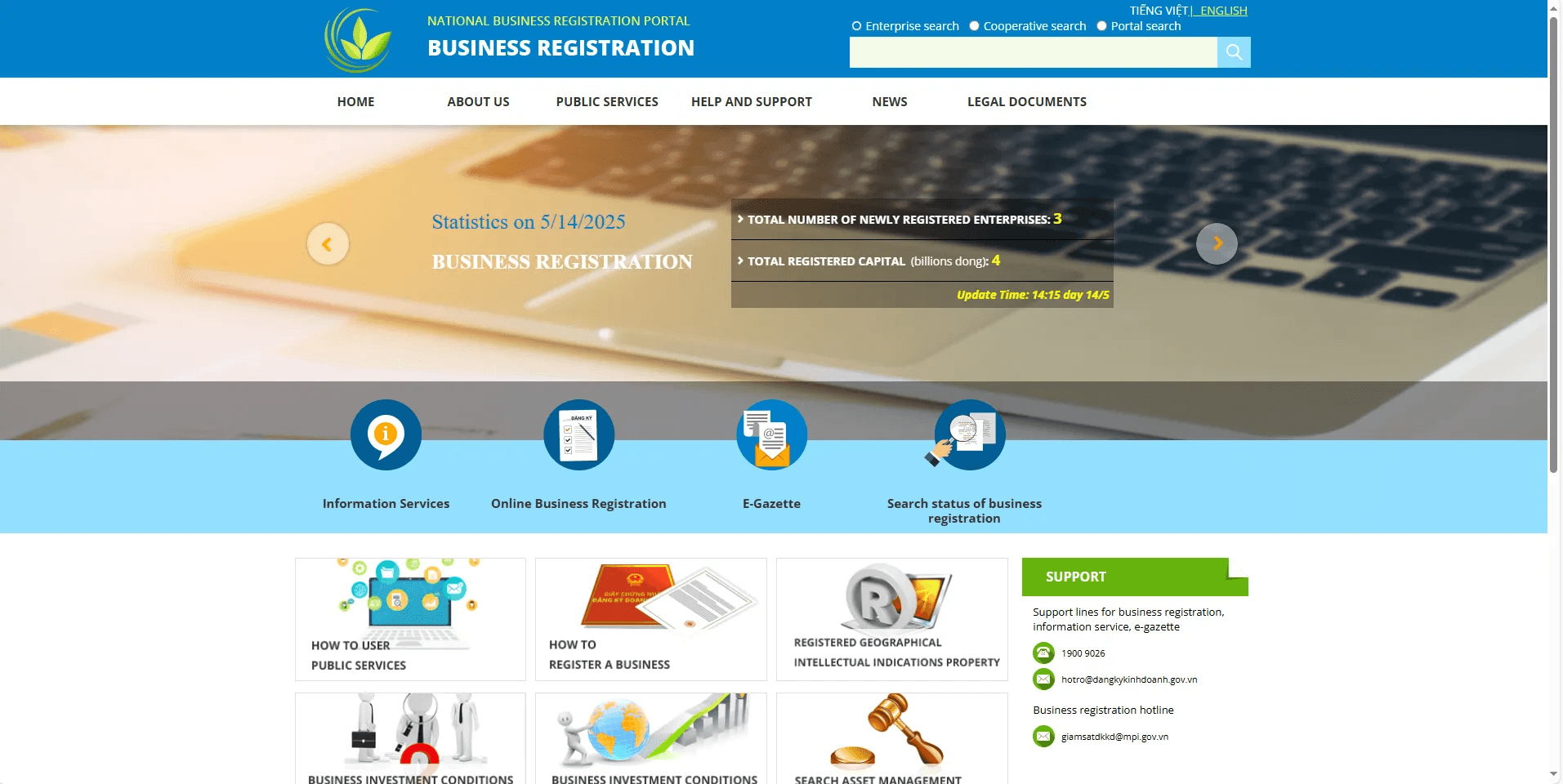 Hướng dẫn đăng ký kinh doanh phường Võ Cường trên Cổng thông tin quốc gia