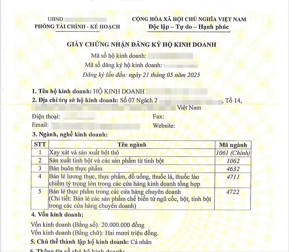 Kết quả đăng ký hộ kinh doanh ở xã Thổ Tang tỉnh Phú Thọ