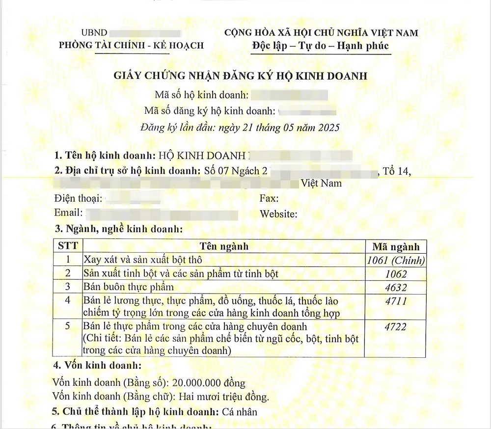 Kết quả đăng ký hộ kinh doanh ở xã Thổ Tang tỉnh Phú Thọ