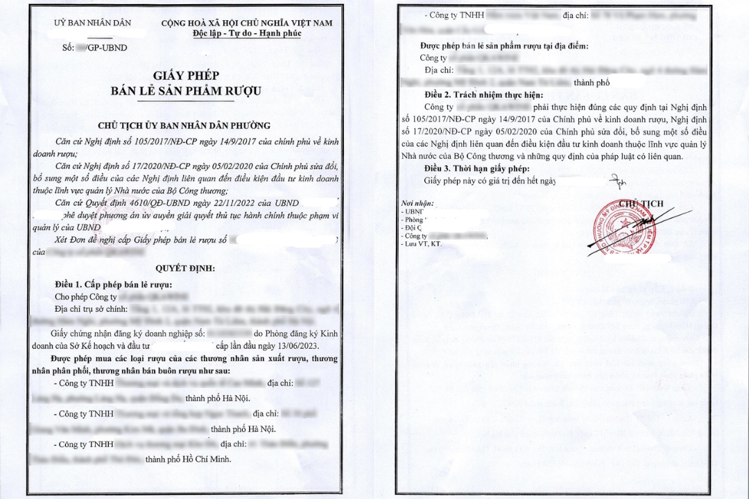 Kết quả giấy phép bán lẻ rượu cho khách hàng