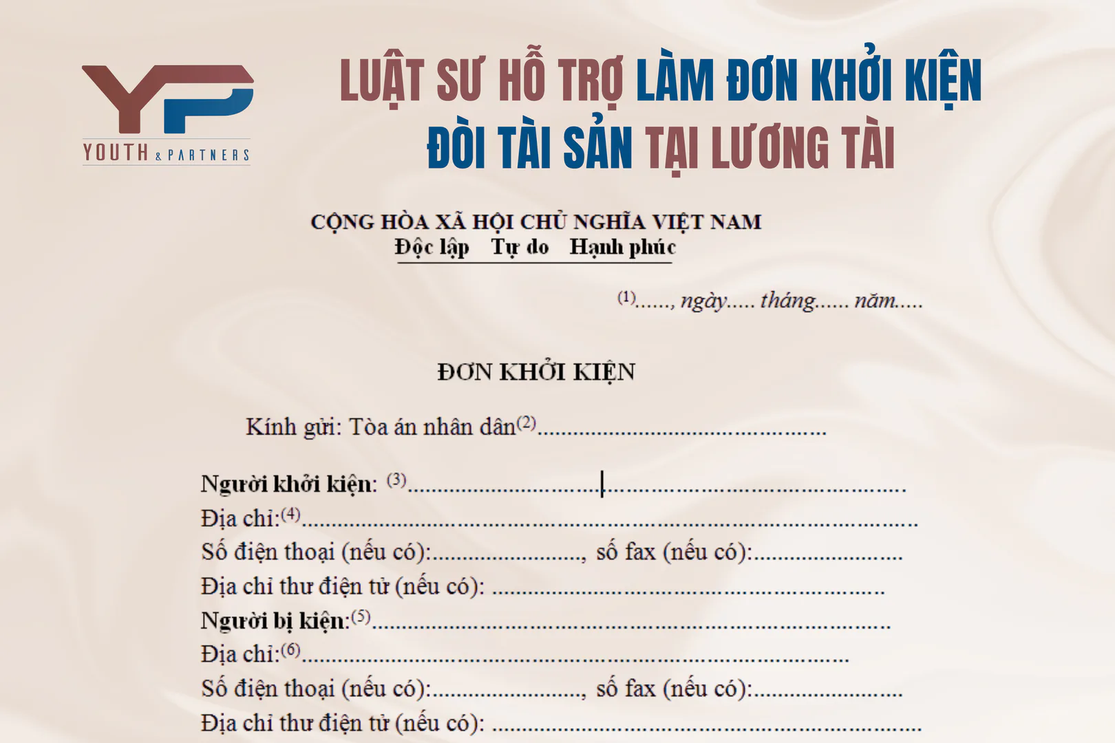 Luật sư hỗ trợ làm đơn khởi kiện đòi tài sản tại Lương Tài