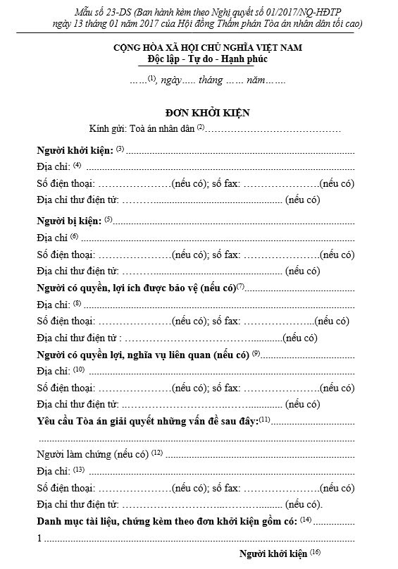 Mẫu đơn ly hôn đơn phương tỉnh Phú Thọ