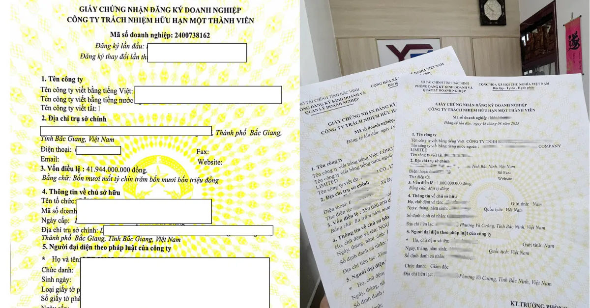 Mẫu giấy chứng nhận đăng ký doanh nghiệp