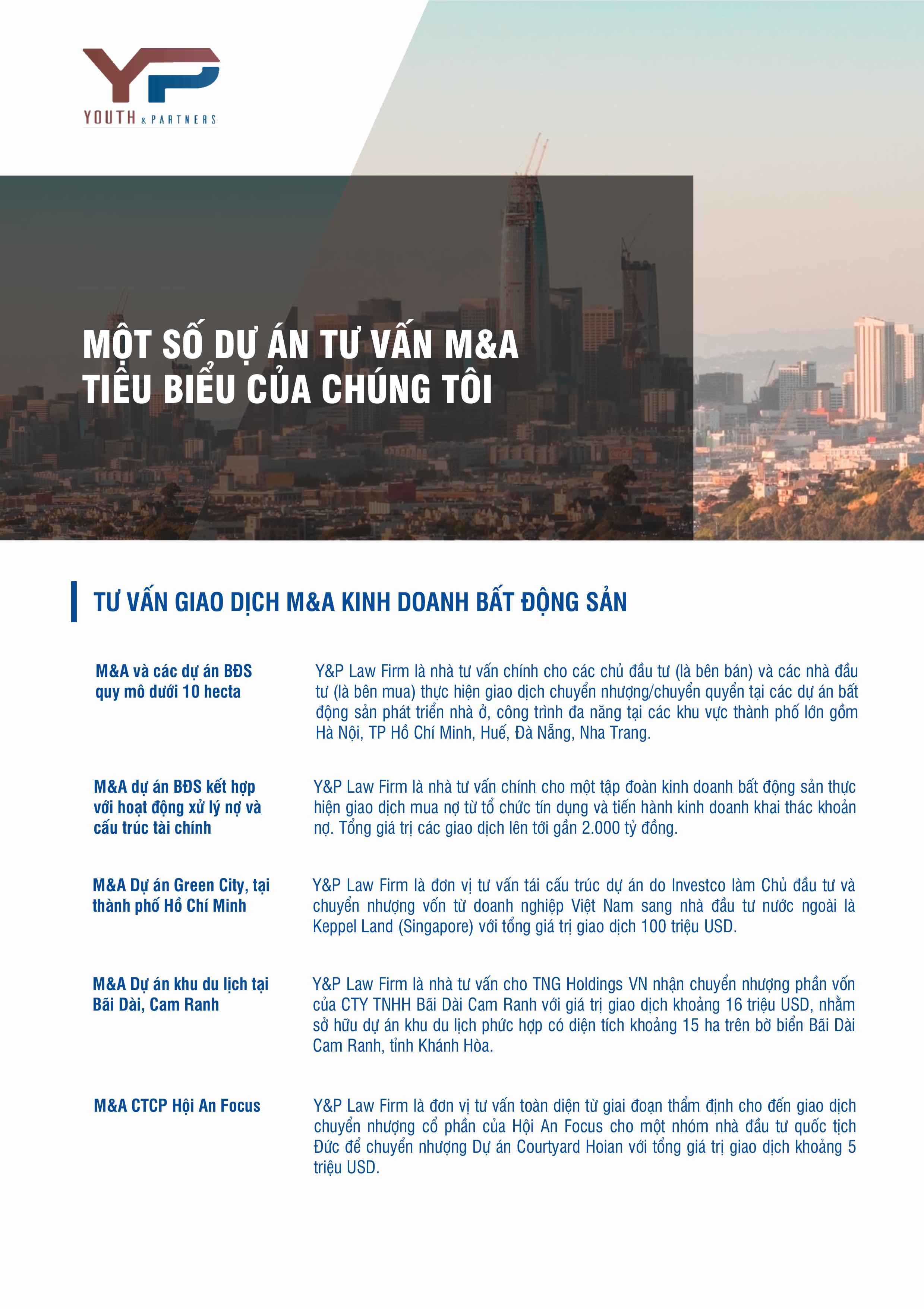 Một số dự án tiêu biểu của luật sư doanh nghiệp phường Nếnh