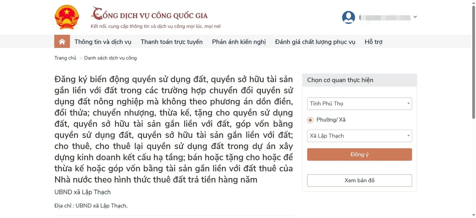Pháp luật về tặng cho quyền sử dụng đất ở cổng dịch vụ công xã Lập 