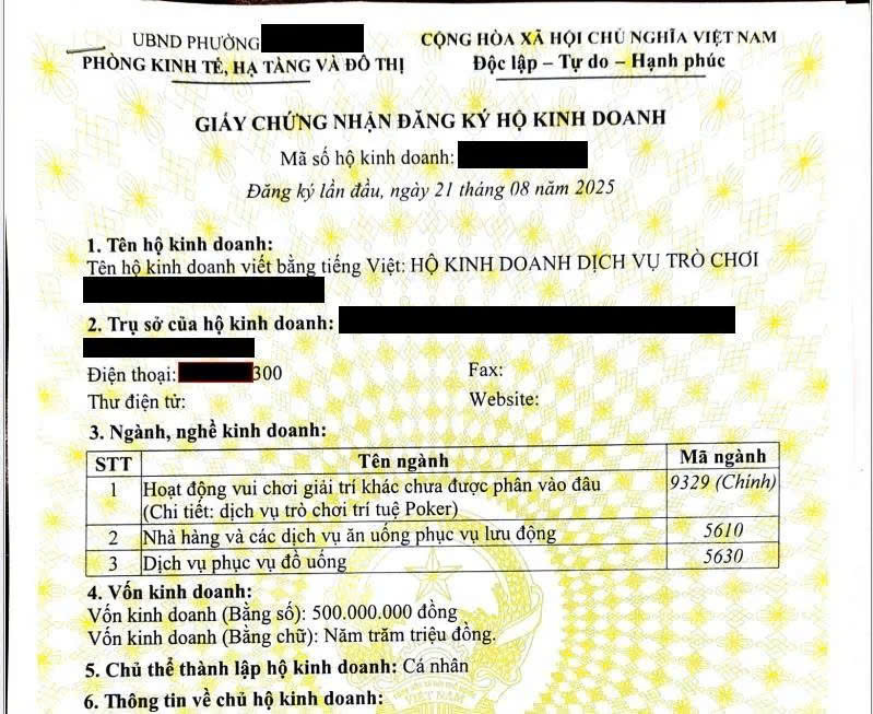 Thành lập hộ kinh doanh tại phường Bồng Lai