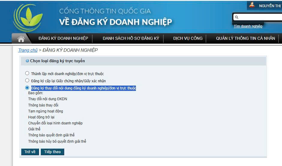 Thay đổi nội dung đăng ký doanh nghiệp tại phường Tây Hồ mới nhất