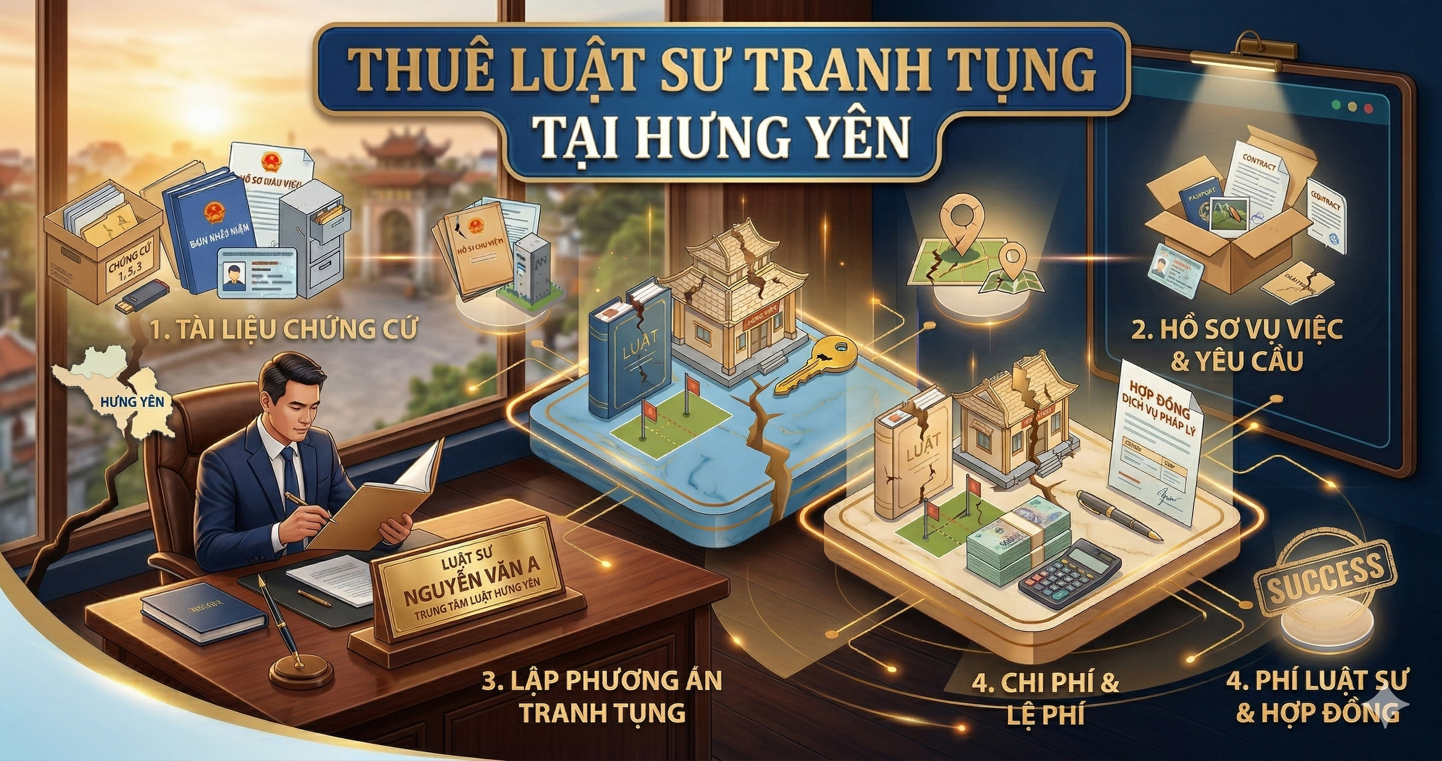 Kinh nghiệm thuê Luật sư tranh tụng tại Hưng Yên: Quy trình chuẩn bị hồ sơ, cách chọn Luật sư uy tín và những lưu ý quan trọng để bảo vệ quyền lợi hợp pháp.