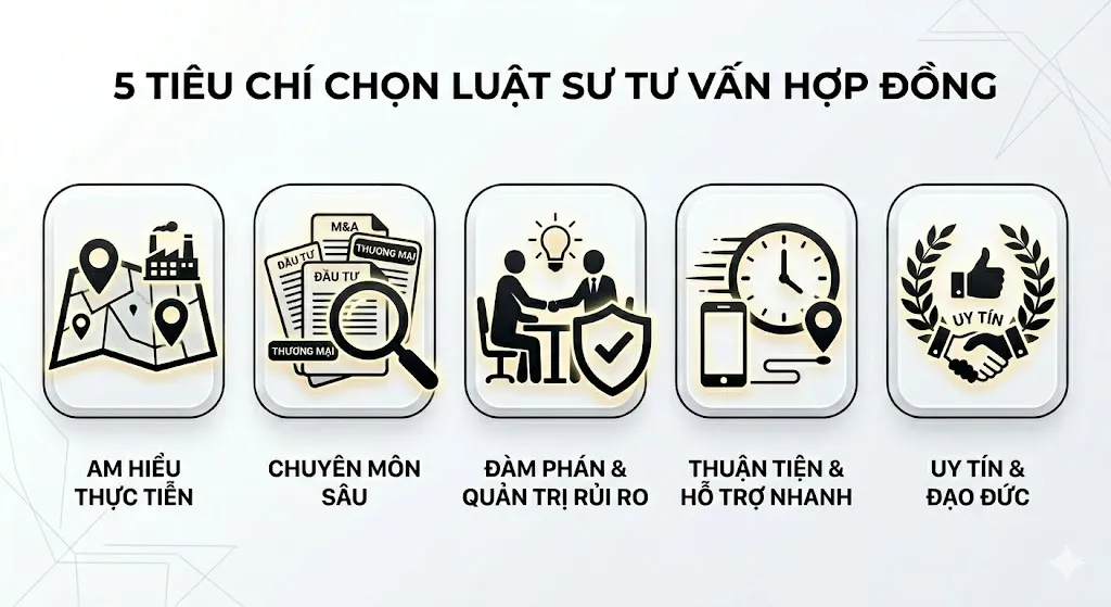 Tiêu chí doanh nghiệp lựa chọn Luật sư tư vấn Hợp đồng