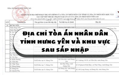 Địa chỉ Tòa án nhân dân tỉnh Hưng Yên và khu vực sau sáp nhập