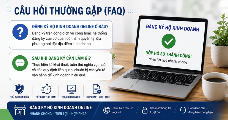 Câu hỏi thường gặp về đăng ký hộ kinh doanh online 