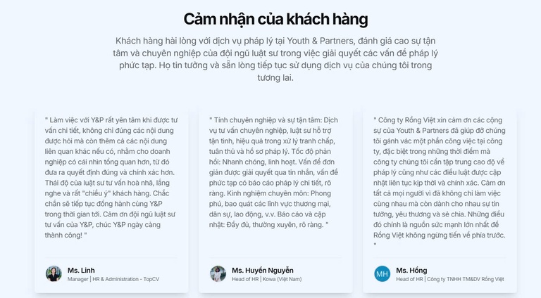 đánh giá của khách hàng sử dụng dịch vụ tư vấn đầu tư nước ngoài tại YP