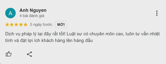 Đánh giá của khách hàng về Công ty luật thành phố Bắc Giang 