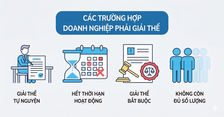 Dịch vụ giải thể công ty trọn gói: Các trường hợp giải thể doanh nghiệp