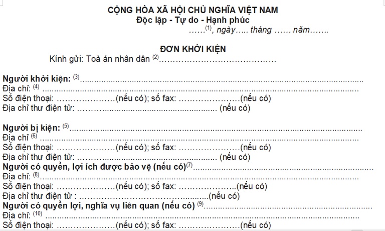 Đơn khởi kiện ly hôn là bắt buộc trong dịch vụ ly hôn đơn phương trọn gói