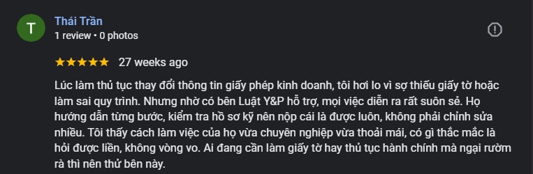Feedback về Dịch vụ làm Đăng ký Kinh doanh tại Hà Nội
