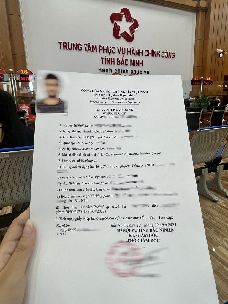 Giấy phép lao động là kết quả dịch vụ làm giấy phép lao động tại Bắc Ninh