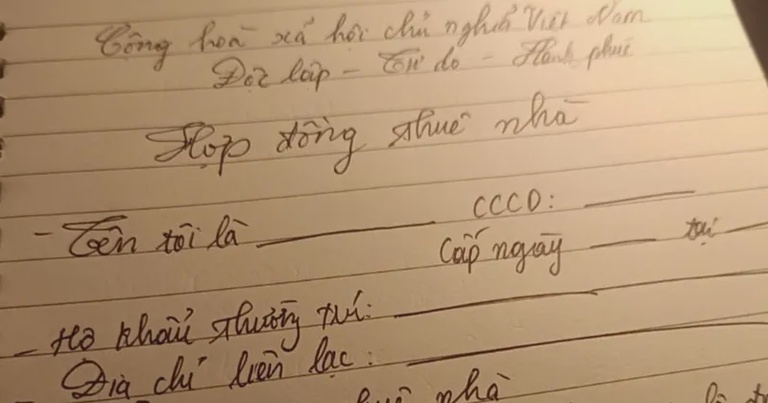 Hợp đồng cho thuê nhà ở viết tay Hợp đồng cho thuê nhà ở tay