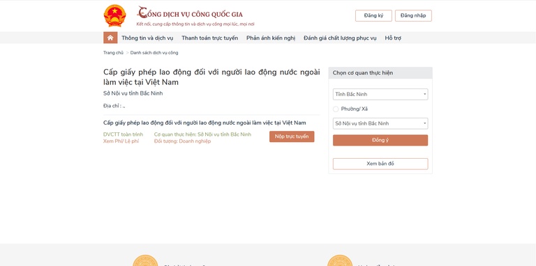 Nộp hồ sơ dịch vụ làm giấy phép lao động online