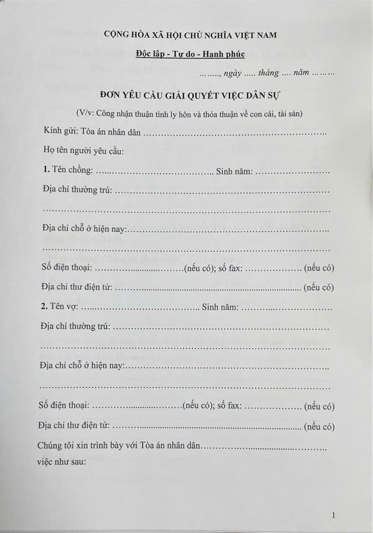 Soạn đơn ly hôn hướng dẫn thủ tục ly hôn
