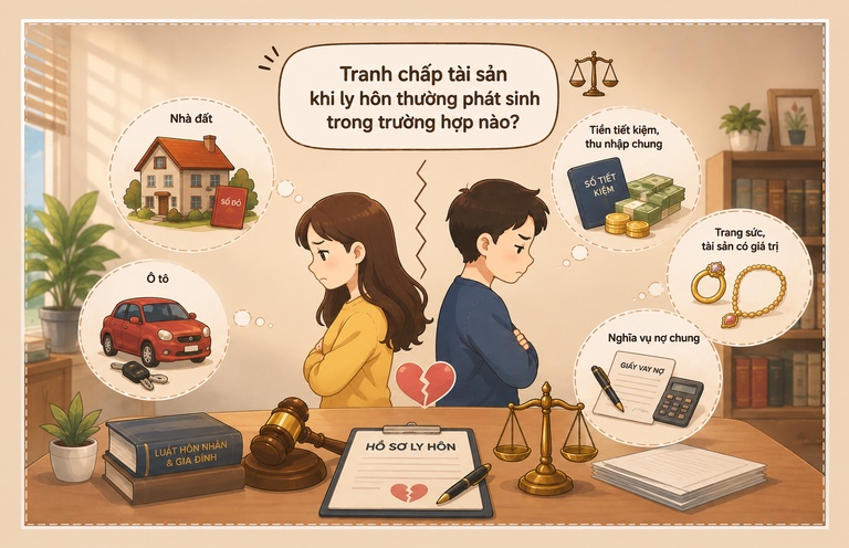 Tranh chấp tài sản khi ly hôn thường phát sinh