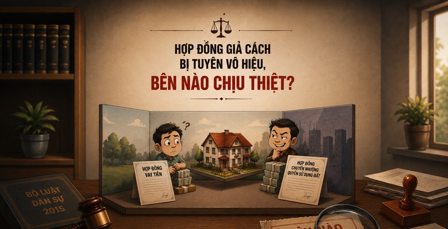 Hợp đồng giả cách bị tuyên vô hiệu không đồng nghĩa một bên mất tất cả; hậu quả còn phụ thuộc vào giao dịch thực tế, tài sản và lỗi của các bên
