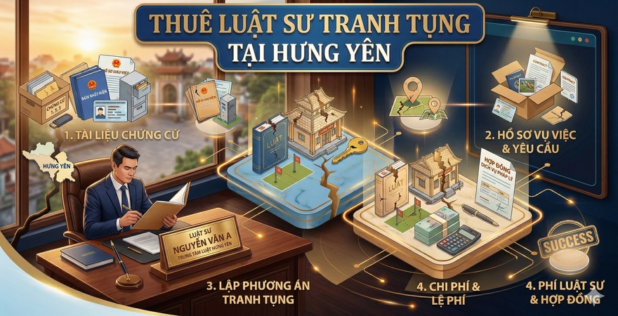 Kinh nghiệm thuê Luật sư tranh tụng tại Hưng Yên: Quy trình chuẩn bị hồ sơ, cách chọn Luật sư uy tín và những lưu ý quan trọng để bảo vệ quyền lợi hợp pháp.